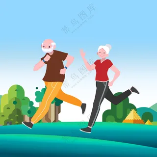 健康跑早晨锻炼身体的老人