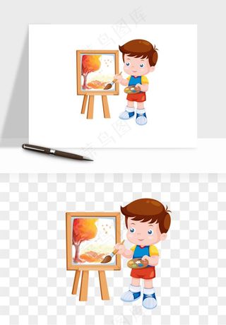 手绘画画少儿兴趣班png免抠