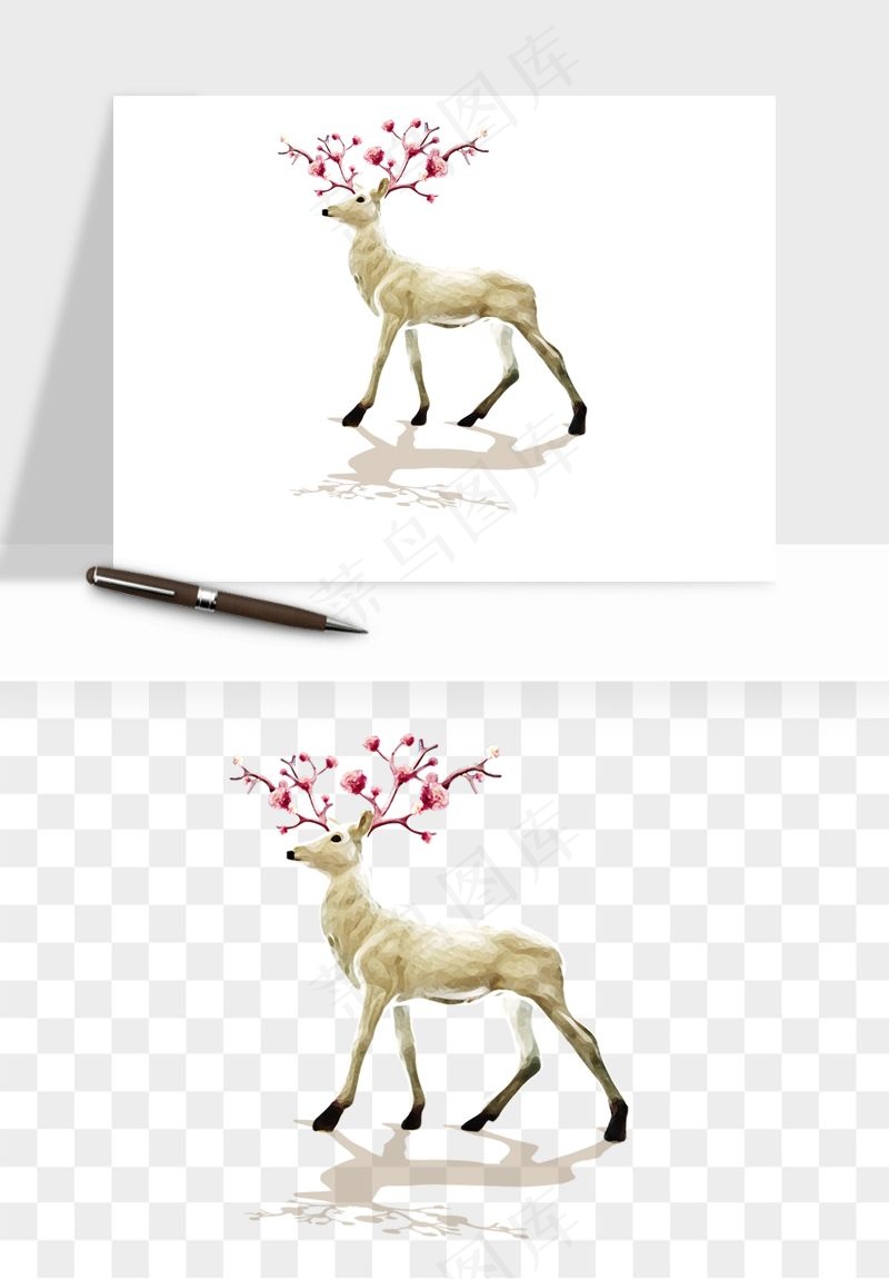 手绘梅花鹿小鹿麋鹿png免抠