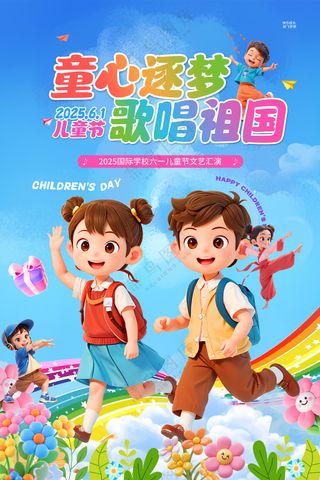 可爱卡通六一儿童节海报