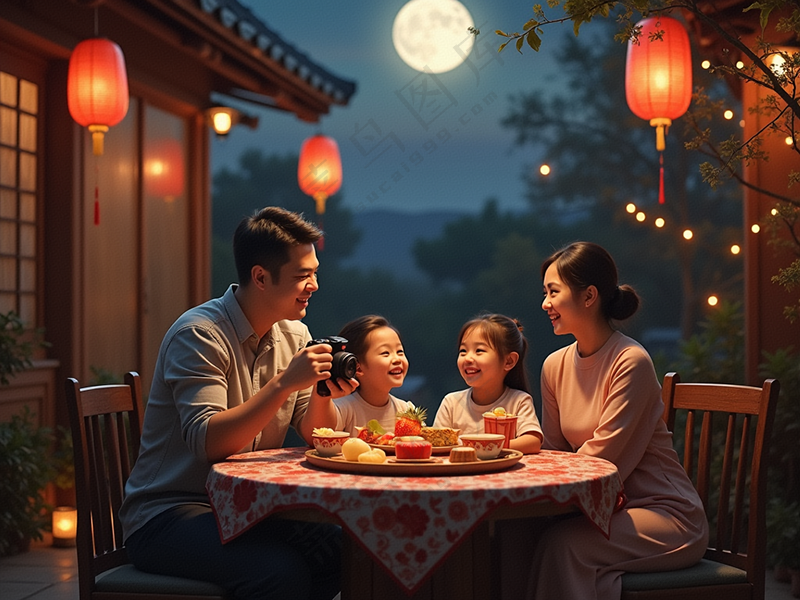 中秋节 团圆  月亮  摄影  手机壁纸  家庭和睦