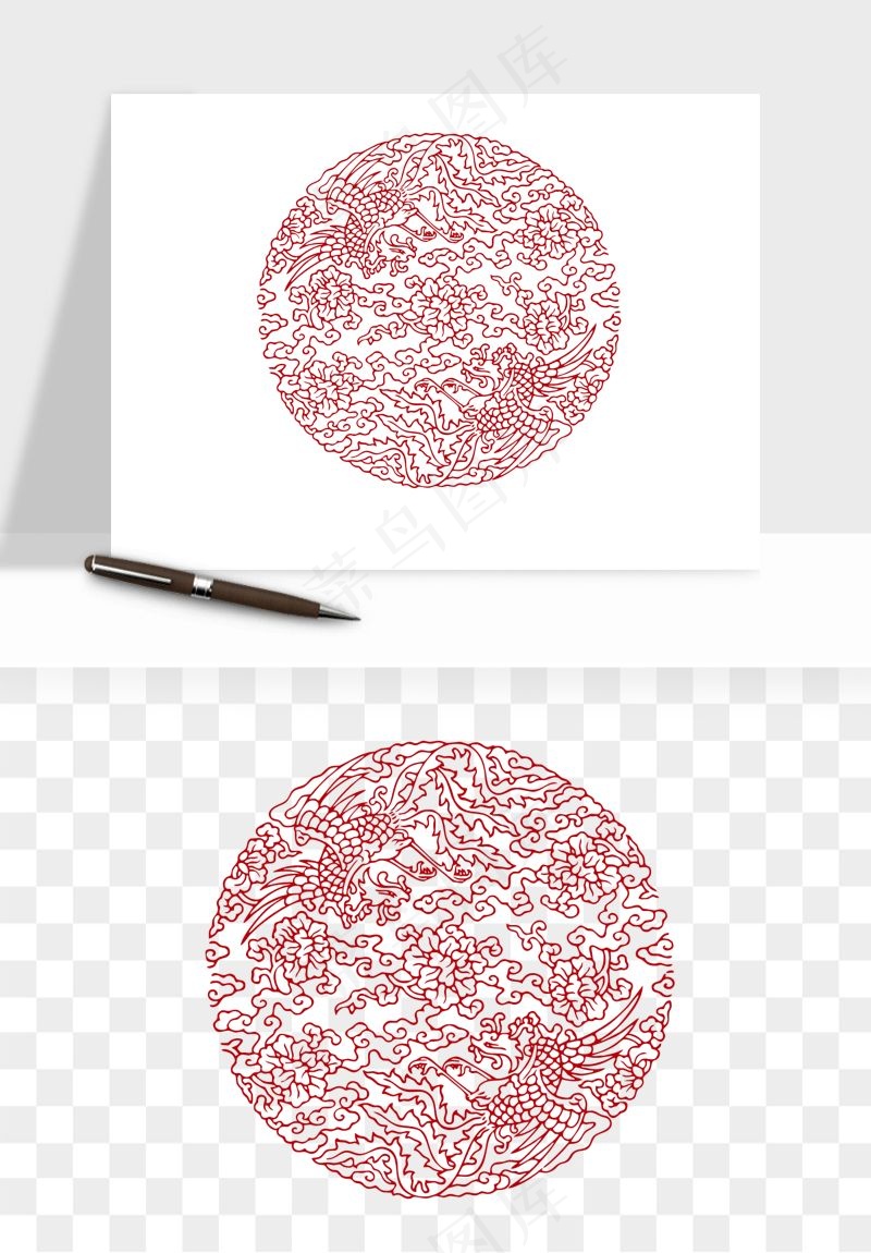 传统窗花剪纸图案png免抠