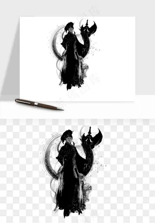 水墨江湖侠客武侠剪影png免抠