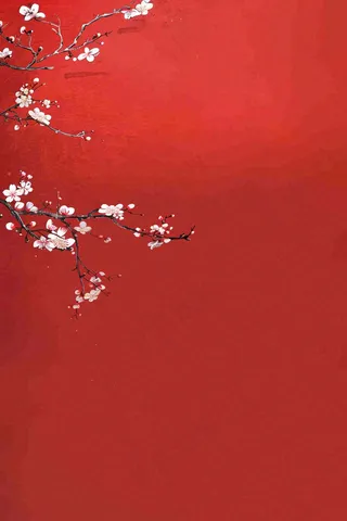 红色墙背景梅花红花鸟情人节七夕小年新年除夕背景