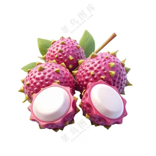 粉色果子绿色叶子