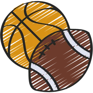 篮球和橄榄球 运动 铅笔手绘图标icon