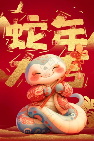蛇年2025年日历福背景海报