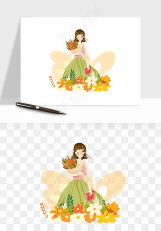 手绘教师节老师学生png免抠