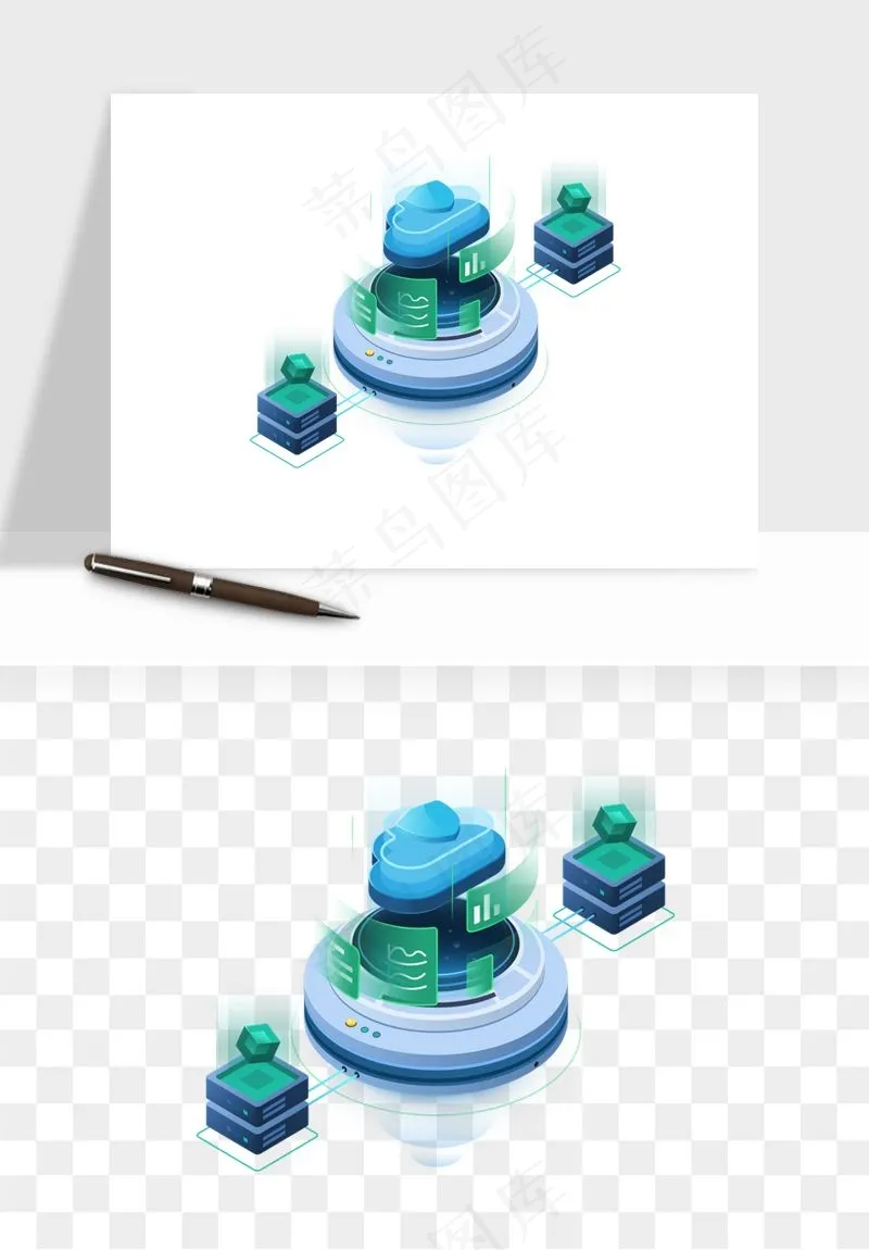 立体2.5d科技商务png免抠