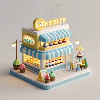 微缩蛋糕店小场景