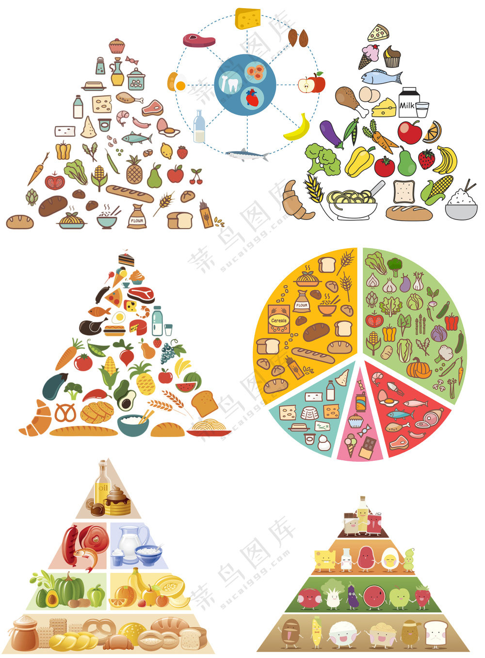 健康饮食结构金字塔示意图元素大合集