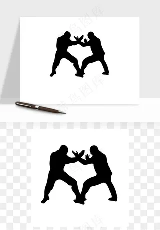 拳击空手道人物剪影矢量