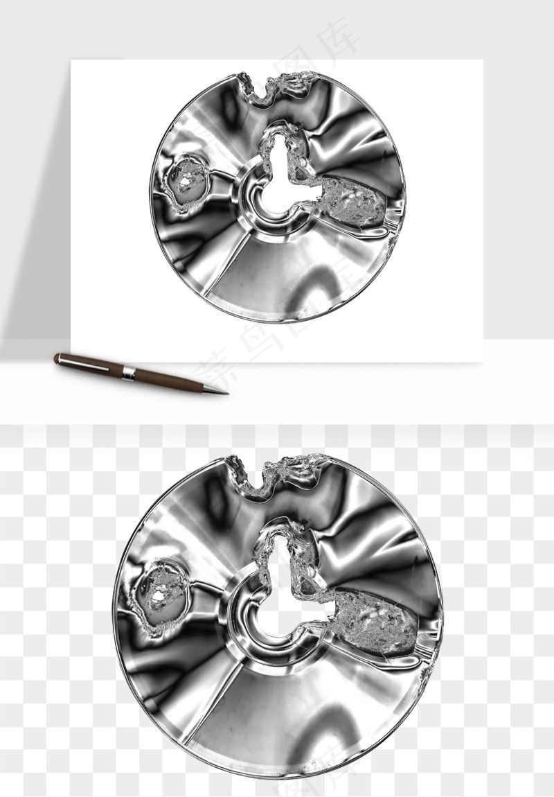 立体潮流金属质感小装饰png免抠