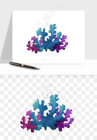 卡通珊瑚海底植物png免抠