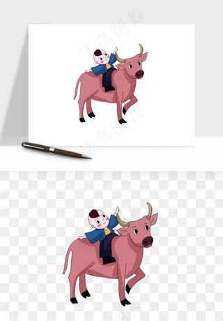 牧童放牛的孩子png免抠