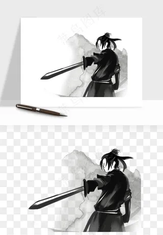 水墨江湖侠客武侠剪影png免抠