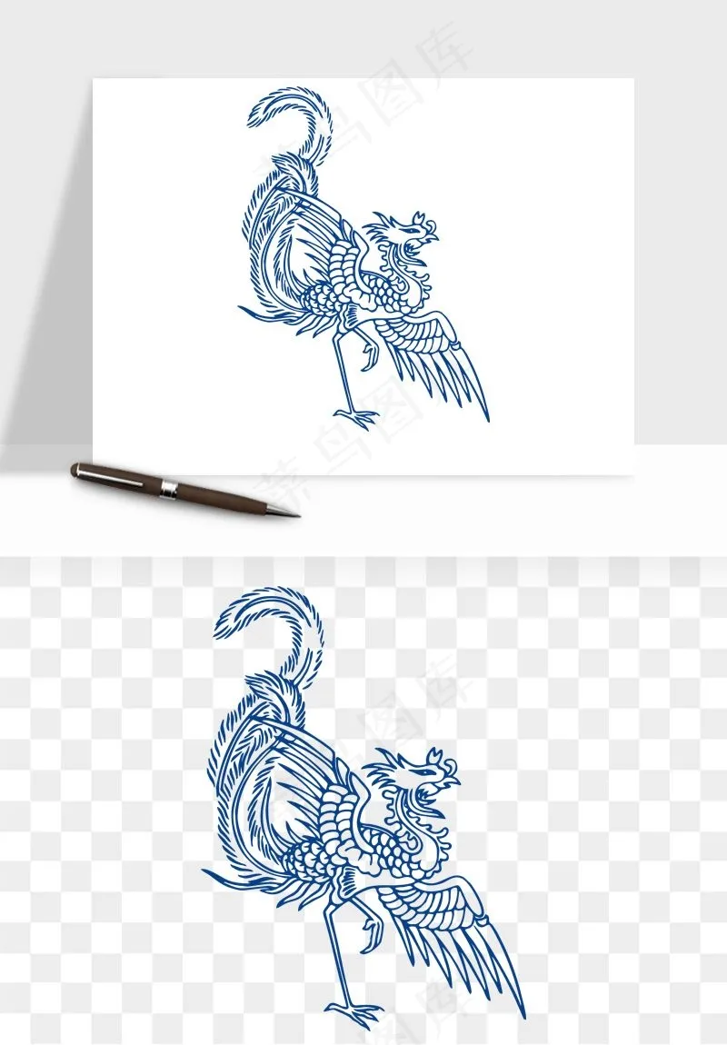 青花瓷花纹花卉图案png免抠