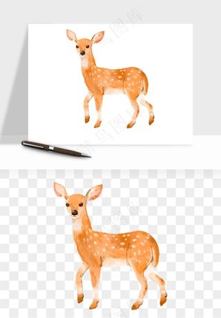 手绘梅花鹿小鹿麋鹿png免抠