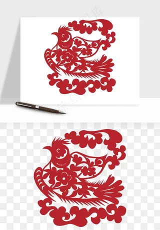 传统花鸟动物剪纸png免抠