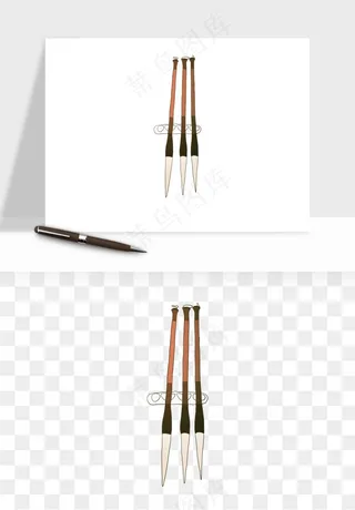 中式砚台毛笔书法png免抠