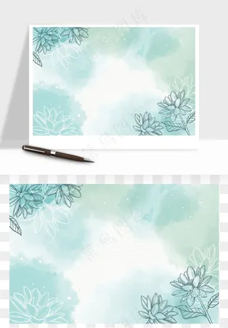 水彩花卉手绘矢量背景