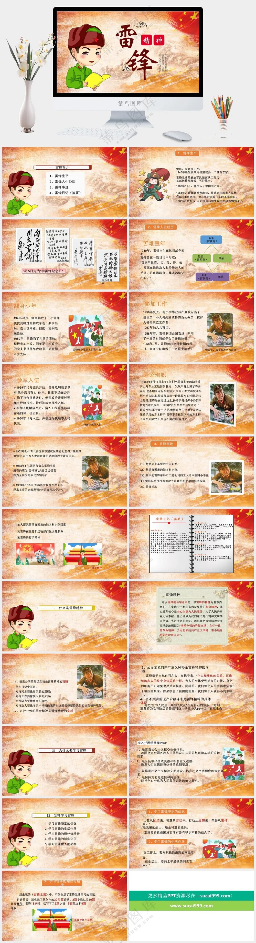 红色创意学习雷锋精神PPT