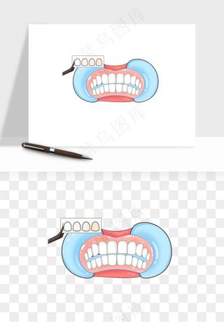 手绘牙齿矫正拔牙png免抠