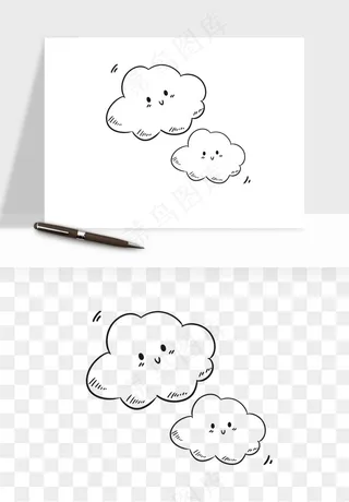 卡通云朵多云天气png免抠