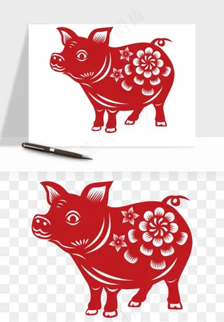 十二生肖剪纸中式纹样图案png免抠