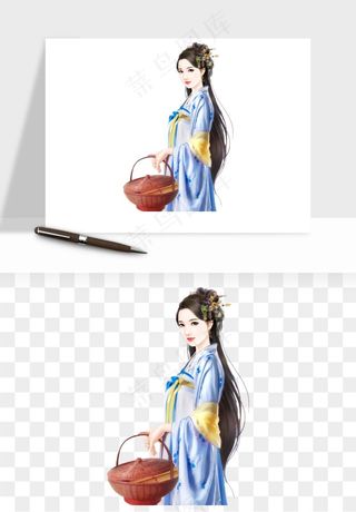 古风美人女子背影png免抠