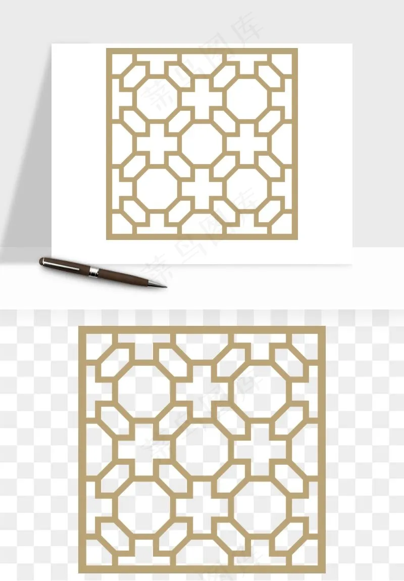 中式镂空古典图案png免抠