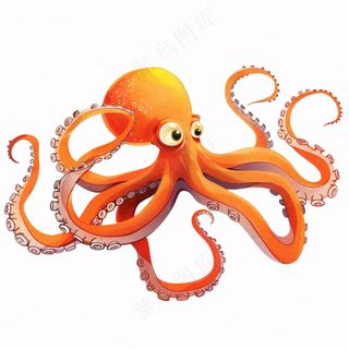 海洋动物章鱼墨鱼鱿鱼卡通插画免抠