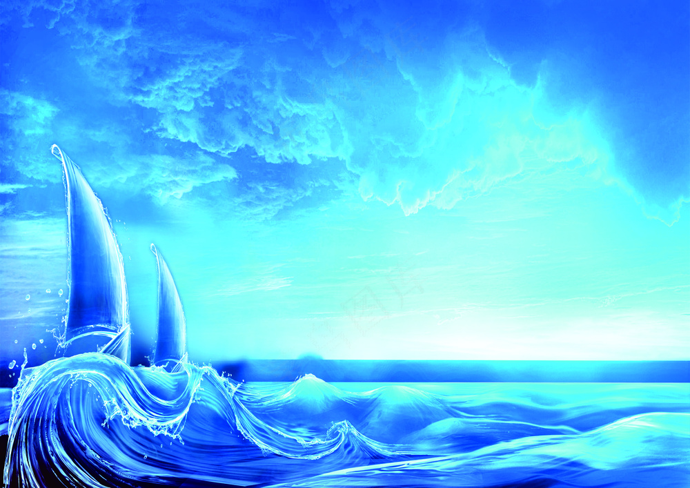 水元素  蓝色背景  水  海