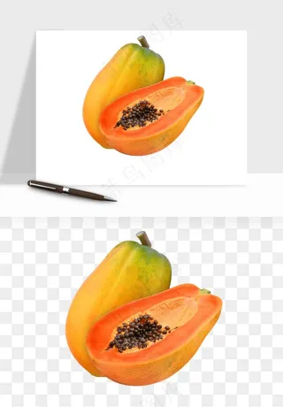木瓜水果png免抠
