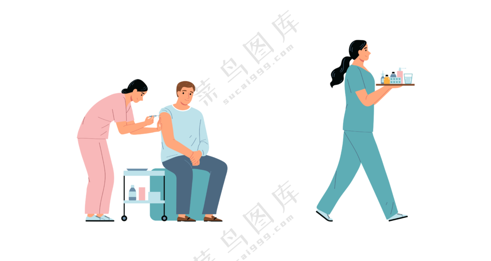 卡通护士照顾病人场景素材 (2)