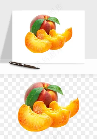 桃子油桃黄桃水果png免抠