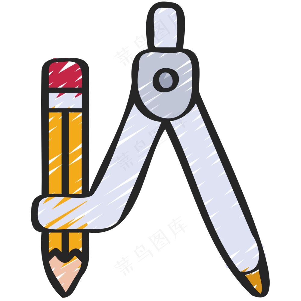 圆规+铅笔 铅笔手绘图标icon