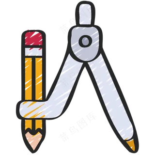 圆规+铅笔 铅笔手绘图标icon