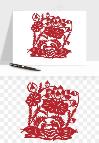 传统花鸟动物剪纸png免抠