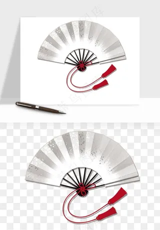 古风扇子元素png免抠