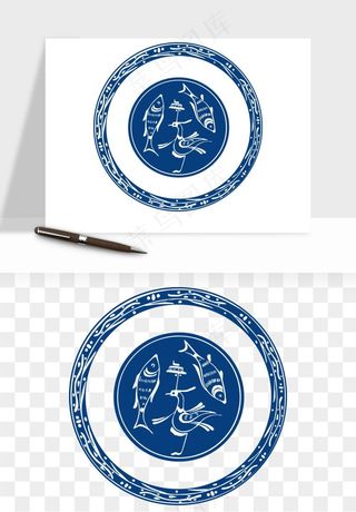 青花瓷花纹花卉图案png免抠