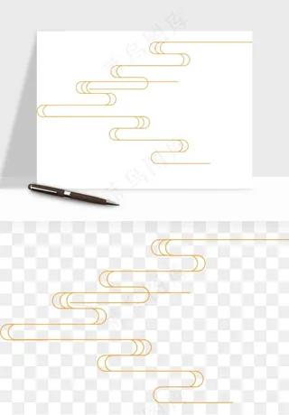 国潮线条祥云装饰png免抠