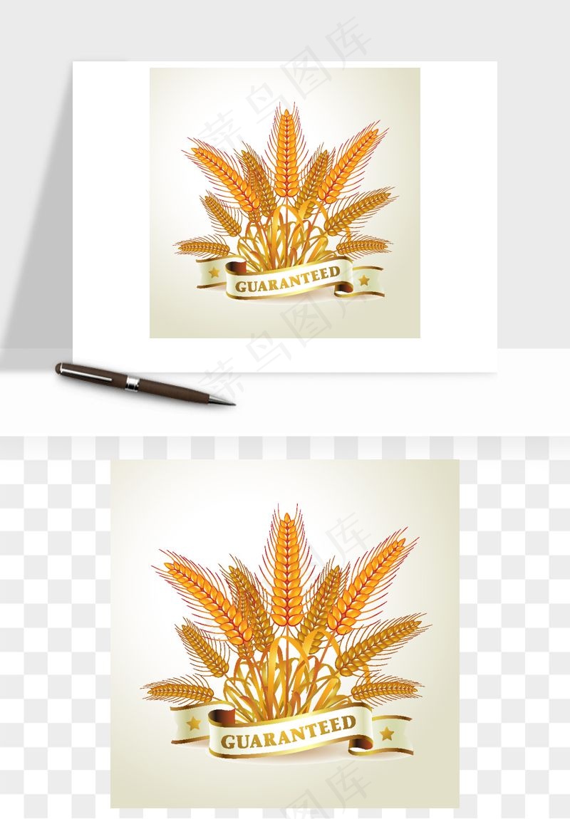 手绘麦穗稻穗麦秆矢量png免抠