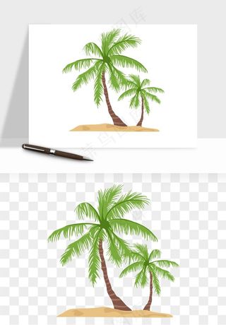 卡通沙滩椰子树png免抠