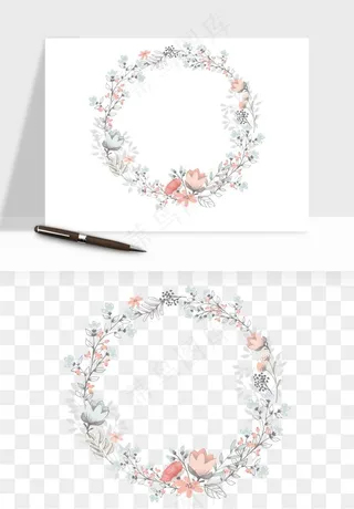 手绘花环边框浪漫png免抠