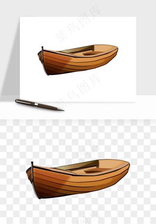 手绘木船小船png免抠