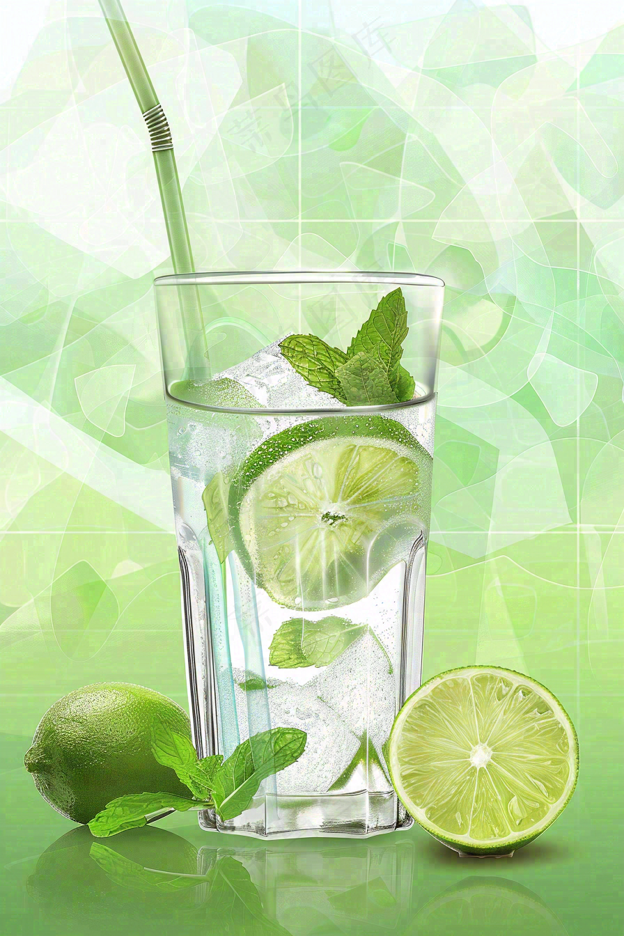 夏日饮品饮料清凉背景