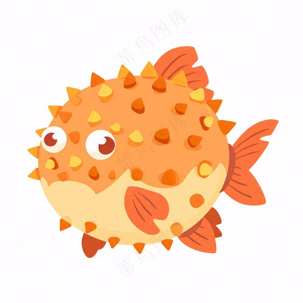 海洋鱼类海鲜卡通插画免抠