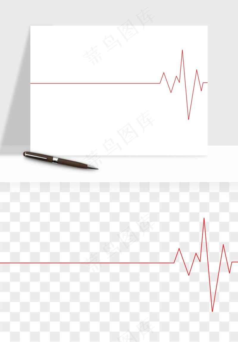 手绘心电图爱心线条png免抠