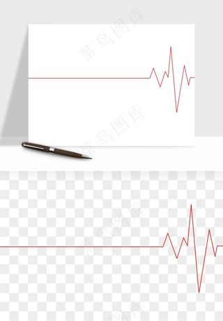 手绘心电图爱心线条png免抠